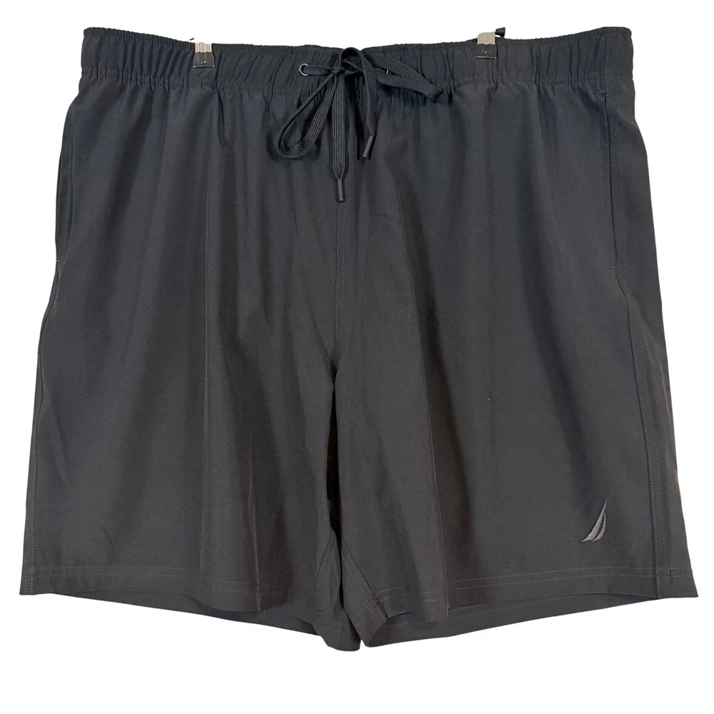 NWT Nautica Mens Swim Trunks Black Classic Fit 8.5 Inseam XXL Quick Dry Summer